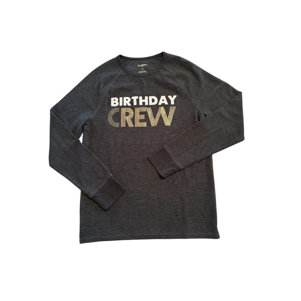 Goodfellow & Co Mens Medium Thermal Winter Shirt Long Sleeves “Birthday Crew”
